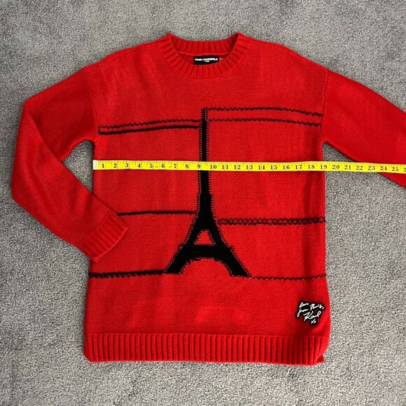 Karl Lagerfeld | Paris Sweater Vibrant Cotton Blend Eiffel Tower Preppy, size S - Picture 5 of 11